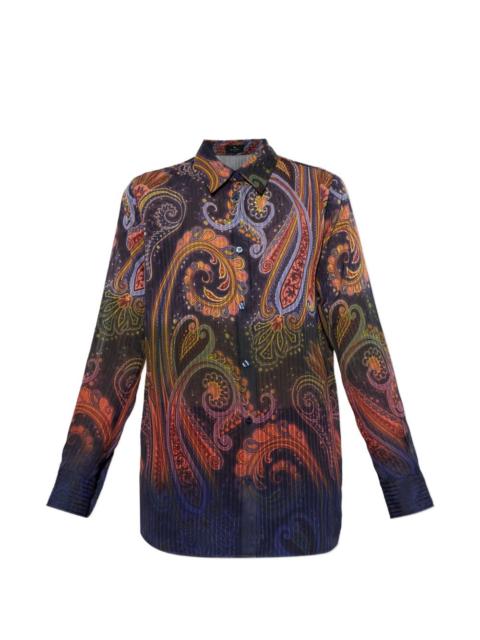 Etro Paisley-print plissé-effect shirt