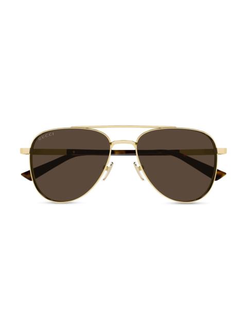 GUCCI Men's Subtle Web 56MM Aviator Sunglasses - Gold Brown