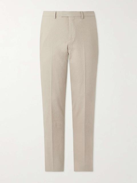 Slim-Fit Stretch-Cotton Seersucker Suit Trousers