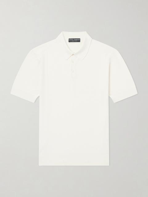 Dolce & Gabbana Logo-Embroidered Knitted Silk Polo Shirt