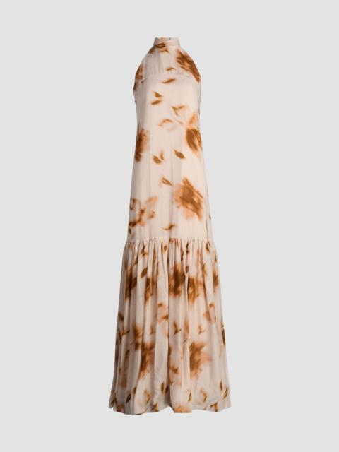 AMSALE Women's Printed Dropped-Waist Maxi Dress - Gold Multi