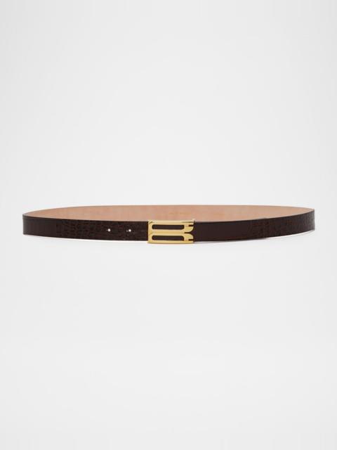 Victoria Beckham Gold-Plated B-Logo Leather Belt