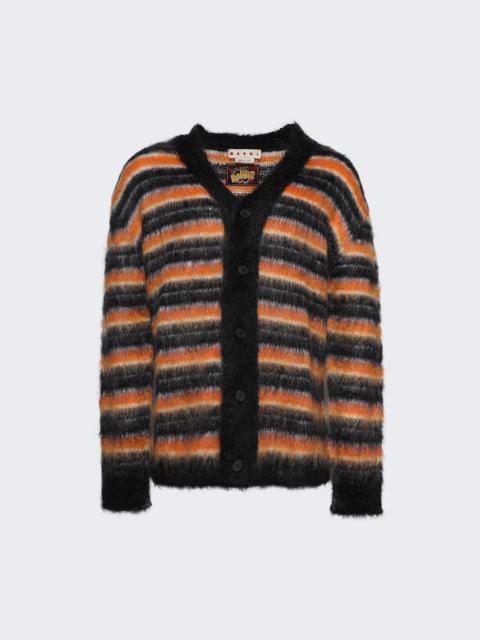 Marni Striped Mohair Cardigan Black