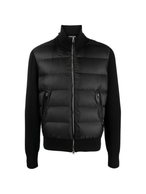 padded-panel knitted jacket