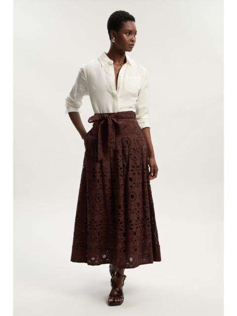 KAREN MILLEN Cotton Broderie Woven Maxi Skirt