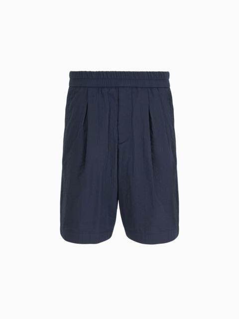 GIORGIO ARMANI Cotton-blend single-darted Bermuda shorts