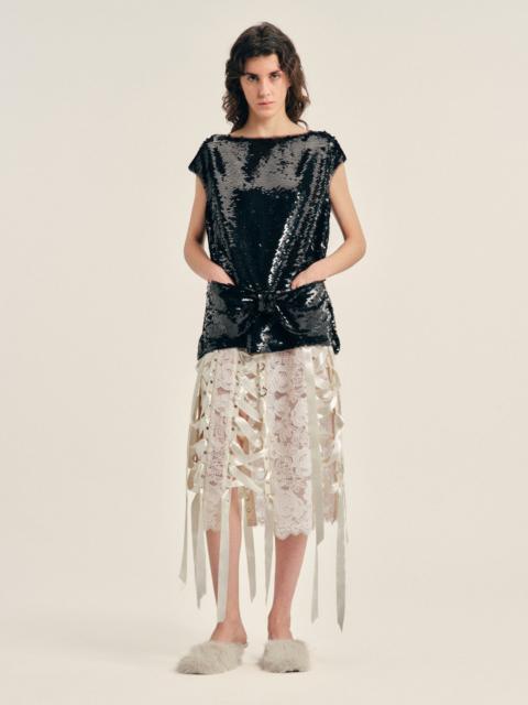 Simone Rocha Boxy Peplum Bow Detail Top
