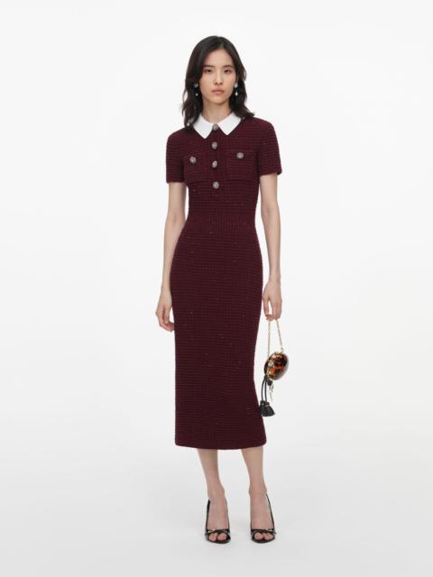 self-portrait Burgundy Textured Knit Midi Dress