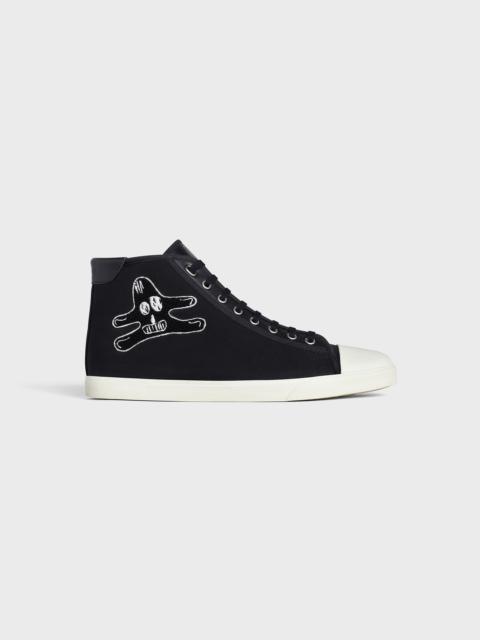 CELINE CELINE BLANK MID LACE UP SNEAKER IN CANVAS AND CALFSKIN WITH ANDRÉ BUTZER PRINT