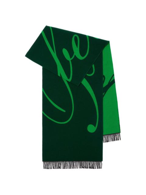 logo-print fringed scarf