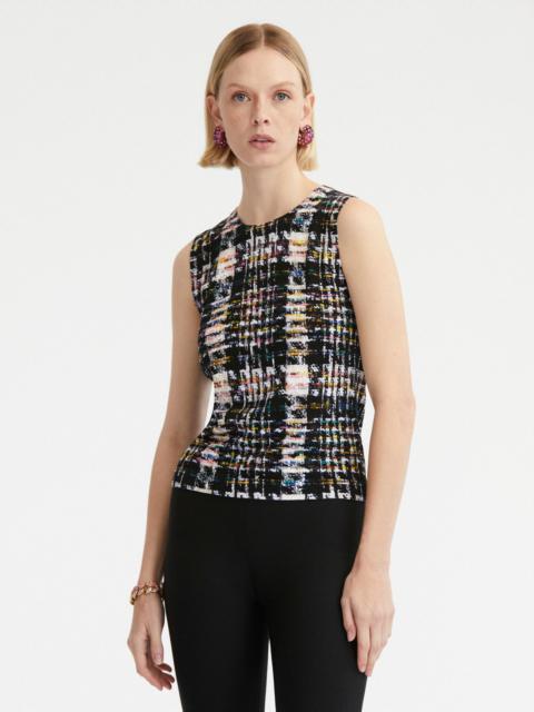 Oscar de la Renta MULTICOLOR RIBBON TWEED TANK