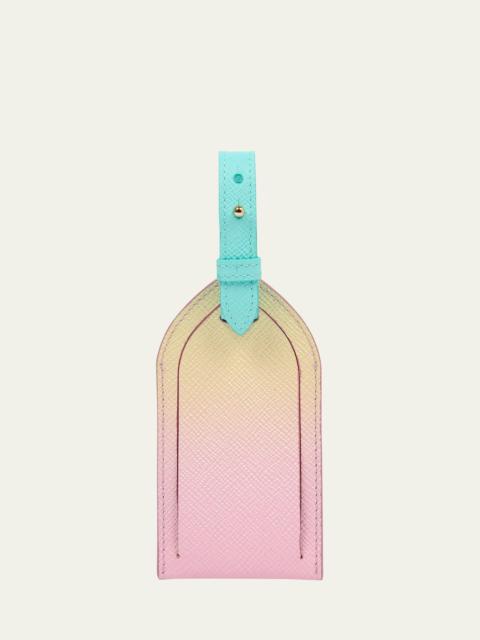 Smythson Panama Pearl Pink Rainbow Luggage Tag