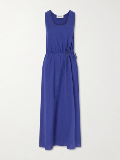 MATTEAU Tie-detailed Gathered Cotton Midi Dress