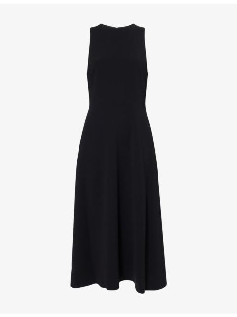 Theory Sleeveless Round-Neck Woven Midi Dress