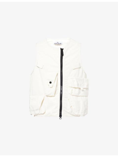 Stone Island Compass-Badge Ripstop Utility Zip-Up Cotton-Blend Vest
