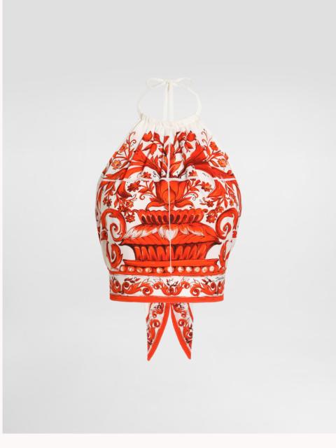 Dolce & Gabbana Majolica-print charmeuse top