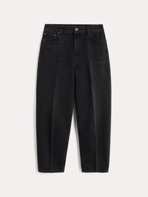 Wide tapered leg denim faded black