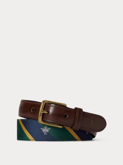Polo Ralph Lauren Leather-Trim Silk Jacquard Belt