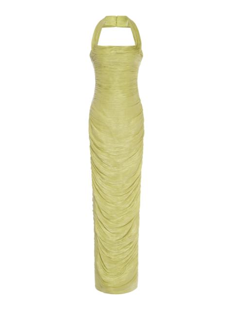 MARMAR HALIM Halter Draped Gown yellow