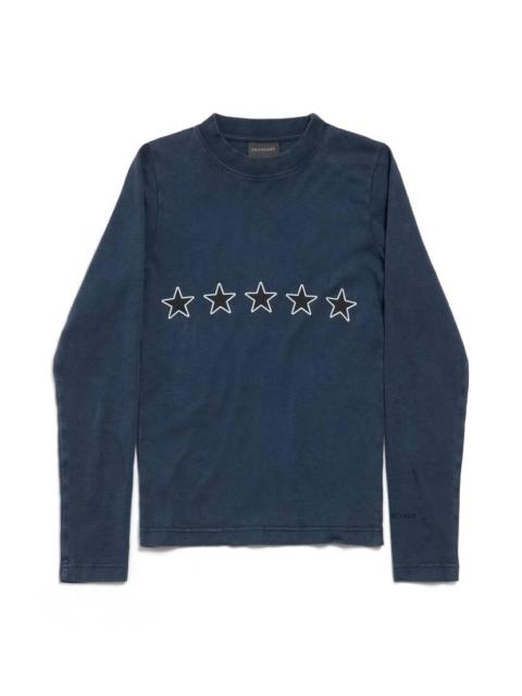 BALENCIAGA Women's Top Rating Long Sleeve Fitted Top in Washed Navy