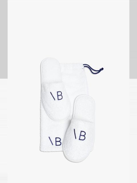 Victoria Beckham VB Embroidered Slippers in Navy-White