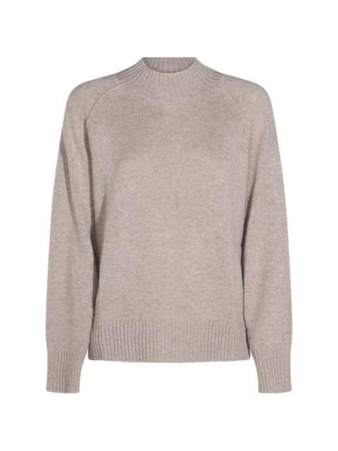 Allude ribbed-knit raglan-sleeve sweater