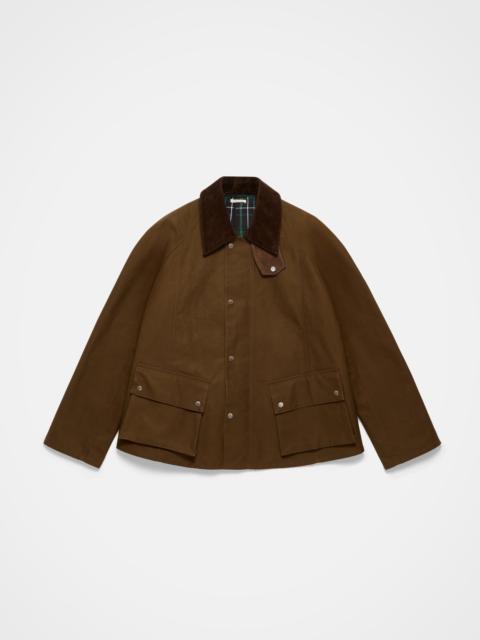 JW Anderson MENS RAGLAN SLEEVE OUTDOOR JACKET IN DARK OLIVE
