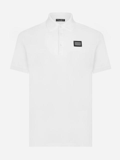 Dolce & Gabbana Cotton piqué polo-shirt with branded tag
