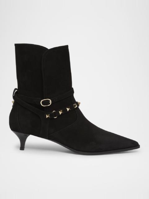 Rockstud Harness Suede Ankle Booties