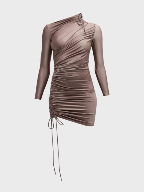 Ruched Long-Sleeve Mini Dress