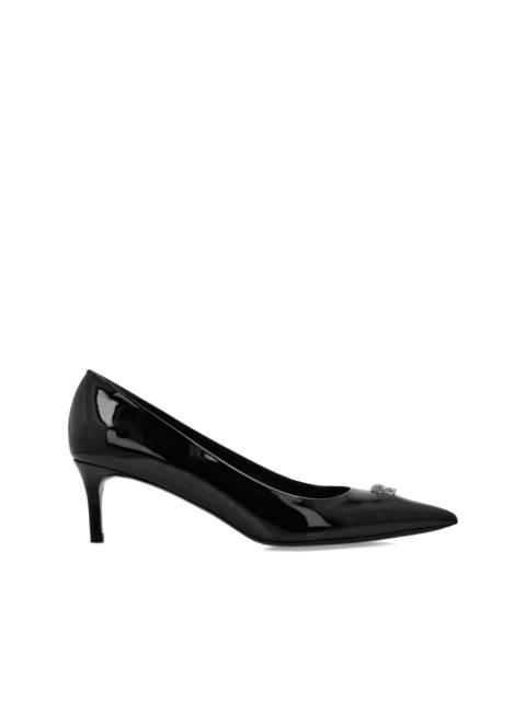 Patent-finish low-heel pumps