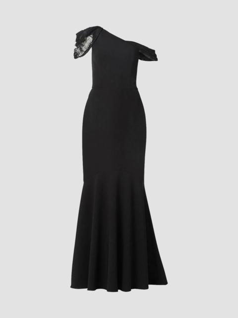 Shoshanna Women's Tayla Lace-Trimmed Trumpet Gown - Jet