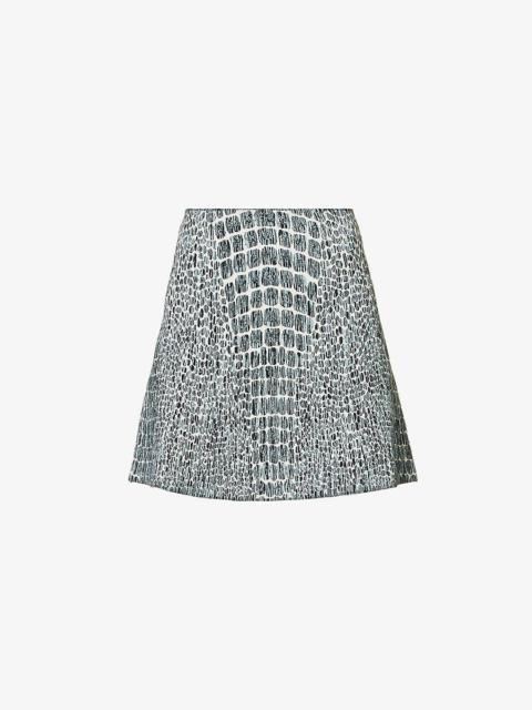 Alaïa A-line high-rise stretch-woven mini skirt