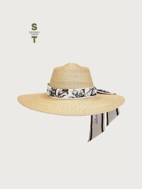 FERRAGAMO STRAW HAT WITH SILK SCARF