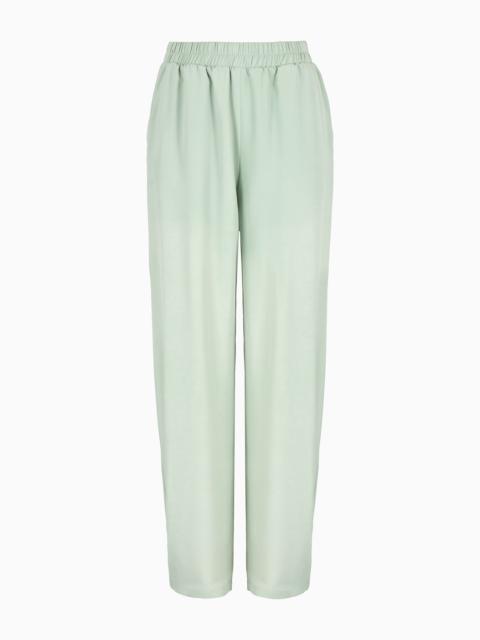 Silk-blend crêpe-de-Chine trousers with elasticated waist