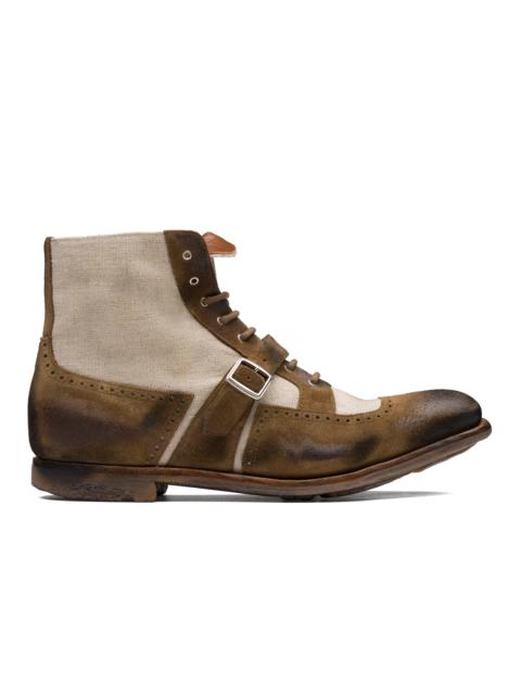 Church's Shanghai 12
Suede and Linen Lace-Up Boot Sigar & ecru