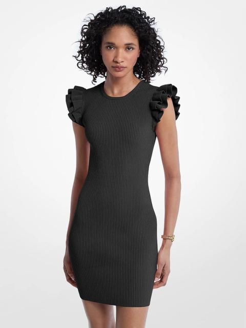 MICHAEL KORS Ruffled Stretch Viscose Mini Dress