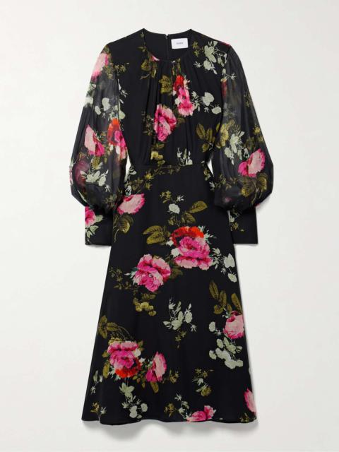 Floral-print silk-chiffon midi dress