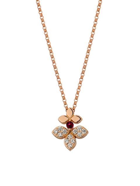 ROBERTO COIN Women's Love In Verona 18K Rose Gold, 0.11 TCW Diamond & Rubellite Split Flower Pendant Necklace - R