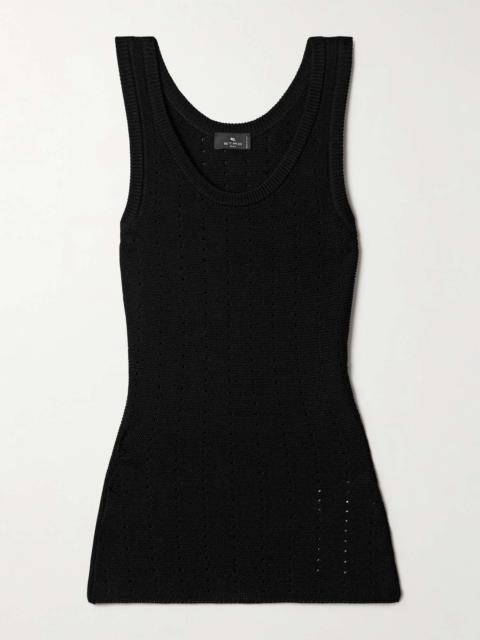 Etro Pointelle-knit silk-blend tank Black