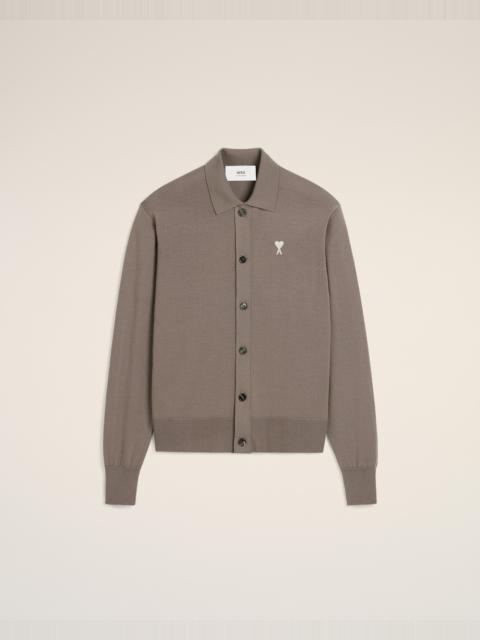 AMI Paris BEIGE WOOL AMI DE COEUR SHIRT COLLAR CARDIGAN