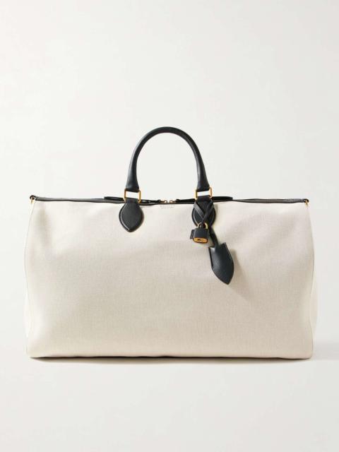Pierre leather-trimmed canvas weekend bag