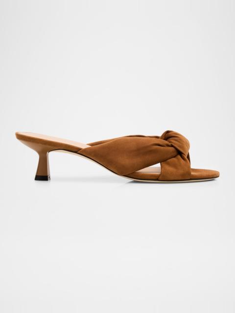 Stuart Weitzman 50mm Soplaya Suede Mule Sandals