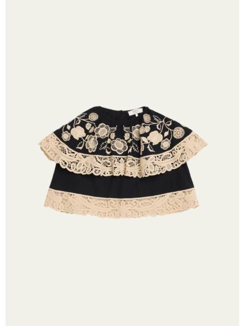 Sea Shiloh Embroidered Ruffle Blouse