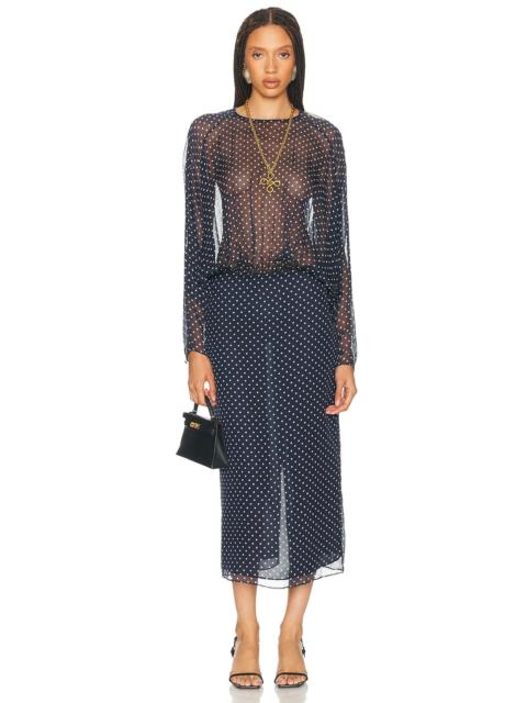 HELSA The Sabrina Midi Dress in Printed Silk Chiffon