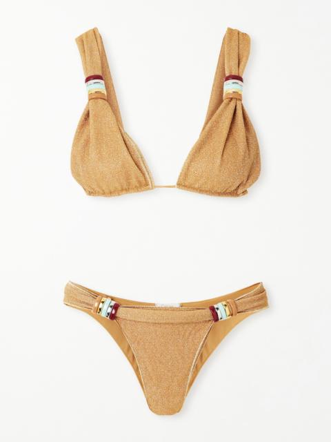 Oséree Lumière Embellished Metallic Triangle Bikini