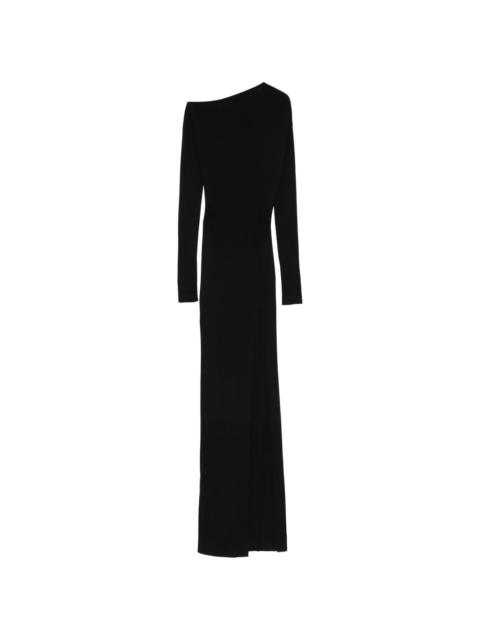 asymmetric fine-knit midi dress