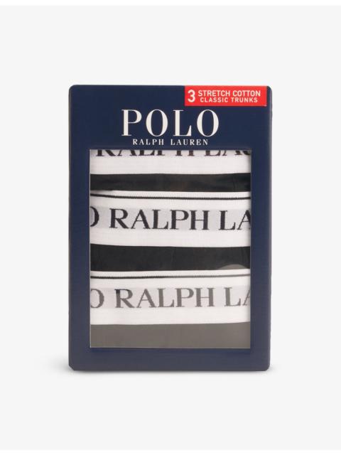 Polo Ralph Lauren Logo-waistband classic-fit pack of three stretch-cotton trunks