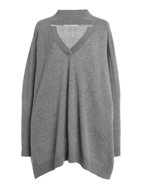 Oversized Regenerated Cashmere Polo Sweater grey