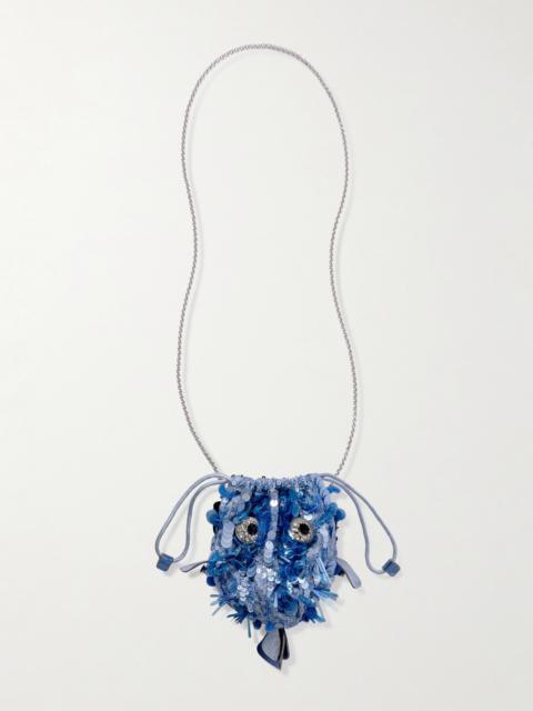 Anya Hindmarch Blowfish Embellished Leather-trimmed Satin Shoulder Bag